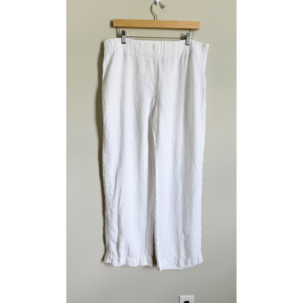 Lilly Pulitzer White Linen Wide Leg Pull On Pants Womens Large Beach Resortwear
